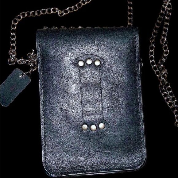 Little Leather Purse l Crossbody l Silver-Studded l Genuine leather l  Top opt. - Picture 4 of 10